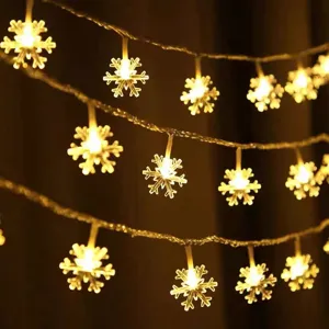 LED Sneeuwvlok Snoerlichten Festief Kerstboom Hangende Decoratie Warm Wit Kleurrijk Lichtsnoer Feest Binnen Buiten Verlichting