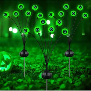 Solar Halloween LED Eyeball Ground Light Outdoor Garden Lawn Yard Decor Green Glow Lights