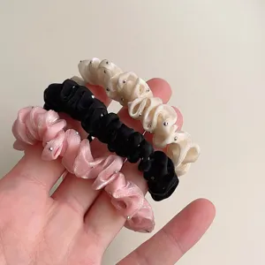 Elegant rhinestone scrunchies elastic hair ties set for women and girls daily wear