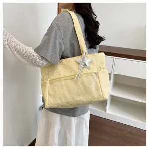 Borsa a tracolla grande capacità con stampa stelle stile coreano casual donna
