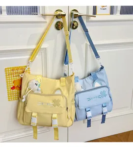 Japanese style canvas shoulder bag large capacity student crossbody bag cute cat ears
