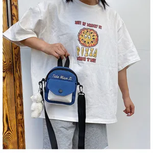 Canvas crossbody bag for women, cute small shoulder bag with cute bear pendant and casual style.