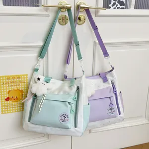 Sac cabas en toile pour femme sac bandouliere grande capacite bloc de couleur chic
