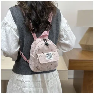 Cute corduroy mini backpack for women and kids casual small floral travel school daypack