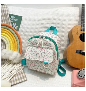 Small floral backpack for women sweet fresh style cute student school bag casual daypack