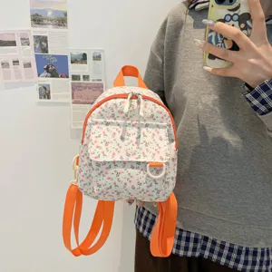Women Casual Canvas Backpack Small Floral School Bookbag Travel Daypack Lightweight Waterproof Daily Day Bag