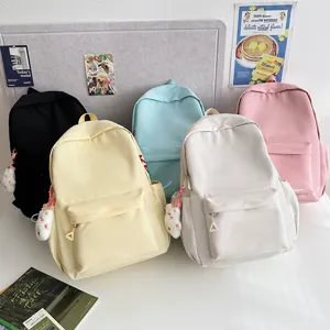 Casual minimalist backpack for students, large capacity daily school bag in multi colors.