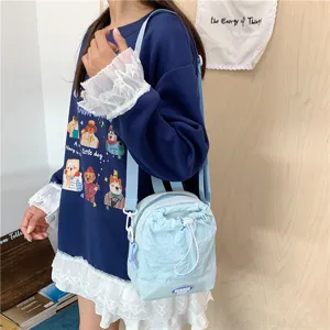 Lightweight blue drawstring water bottle bag crossbody phone bag for outdoor sports and daily use