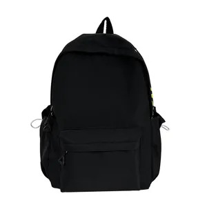 Simple large capacity black backpack for school students casual daily use durable design