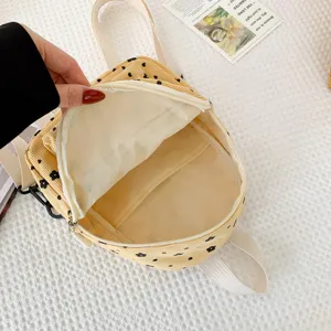 Mini Corduroy Rucksack süßer Blumen kleiner Tagesrucksack lässige Schultasche für Frauen