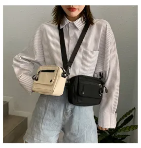 Borsa a tracolla casual in tela da donna, piccola borsa per telefono da studente.