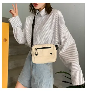 Borsa a tracolla casual in tela da donna, piccola borsa a spalla semplice con tasca con zip.