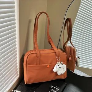 Casual large capacity shoulder laptop bag commuter handbag solid color stylish women bag
