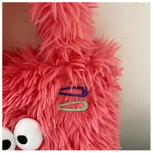 Cute fuzzy plush shoulder tote bag for women autumn winter fluffy cartoon handbag.