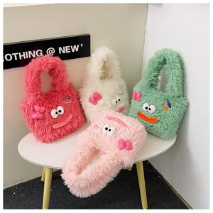 Cute fluffy plush handbag for women, autumn winter funny fuzzy single shoulder tote bag.
