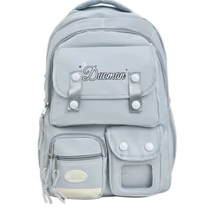 Lässiger College-Stil Rucksack mit großem Fassungsvermögen für Studenten hellblau