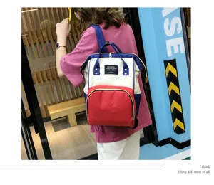 Multi-functional large capacity color-block backpack casual travel mother baby shoulder bag