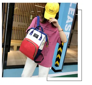 Multi-functional large capacity waterproof diaper bag backpack, stylish mom travel backpack.
