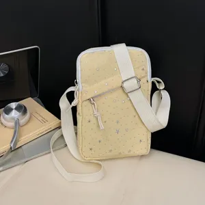 Nylon Crossbody Phone Bag Star Print Casual Small Shoulder Bag Lightweight Mini Messenger Bag For Women Men