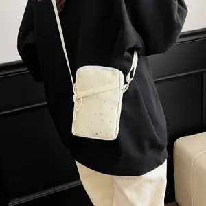 Casual star print canvas phone crossbody bag for women and men, lightweight daily shoulder bag