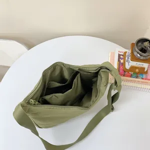 Green nylon crossbody bag casual dumpling shoulder bag for women daily student use