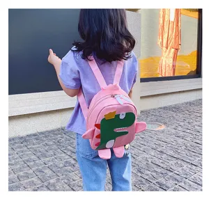 Cute Cartoon Dinosaur Kids Backpack Pink Toddler School Bag Lightweight Daily Travel Bookbag