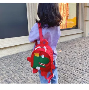 Cute cartoon dinosaur kids backpack for boys and girls, casual daily school bookbag.