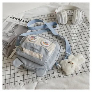 Cute nylon crossbody bag for women sweet bear ear shoulder bag daily casual student purse