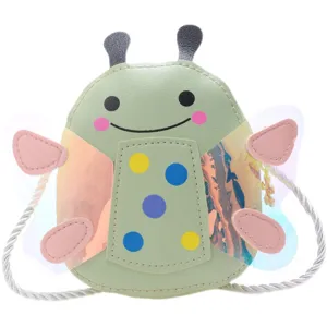 Kinder Cartoon süße Umhängetasche kleine Mädchen Mini PU Leder Schultertasche Marienkäfer