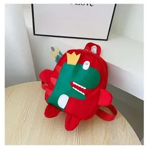 Kids cute cartoon dinosaur backpack toddler school bag cute red polyester daypack