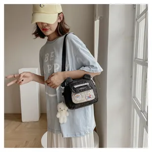 Cute nylon crossbody bag for women, sweet Japanese style bear ear shoulder bag daily.