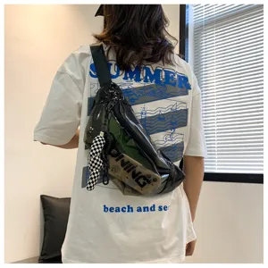 Fashionable transparent PVC chest bag, casual waterproof crossbody bag for stylish streetwear.