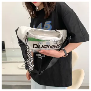 Transparent PVC chest bag streetwear fashion casual waist bag for trendy daily outfits.