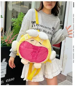 Süßer japanischer Plüsch-Ita-Rucksack mit transparentem Fenster und tollem Design.