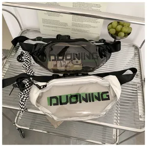 Transparent PVC waist bag, stylish chest bag with adjustable strap for streetwear and daily wear.