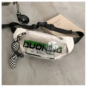 Transparent PVC waist bag streetwear casual chest bag with adjustable strap and stylish pendant
