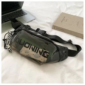 Transparent PVC waist bag trendy street style crossbody chest bag detailed product view show