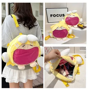 Japanischer Anime Cartoon Plüschrucksack süße Ita Tasche mit Sichtfenster und Flügeln für Schüler.