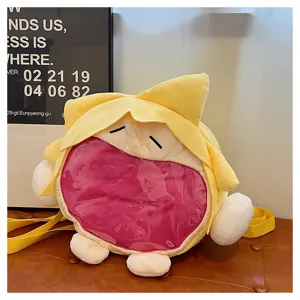 Japanischer süßer Cartoon Plüschpuppen Rucksack mit klarem rosa Ita Bag Fenster.