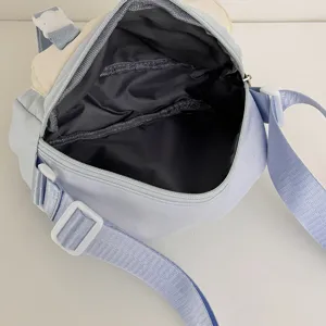 Casual light blue crossbody shoulder bag cute student daily casual canvas phone bag