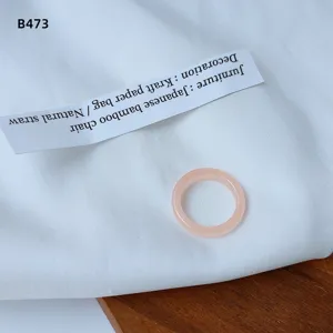 Minimalist pink resin ring detail shot, simple glossy style for everyday chic fashion wear.