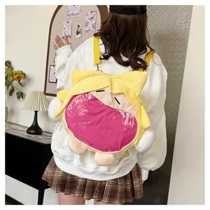 Süßer Anime Plüsch Rucksack gelbe Ita Bag flauschige Schultasche für Mädchen und Studenten