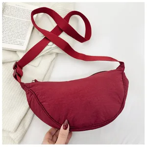 Nylon crescent crossbody bag, casual shoulder dumpling bag for women, stylish daily use.