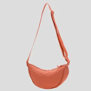 Nylon crescent shoulder bag, casual crossbody dumpling bag for women, stylish purse.