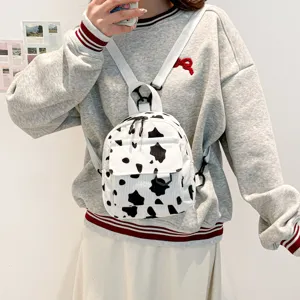 Damen Kord Mini Rucksack Süßes Kuhmuster Lässige Schultasche Reise Daypack Mode Schicke Handtasche