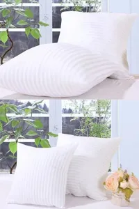 White striped pillow core cushion insert soft filling for sofa bed home decor detail view.