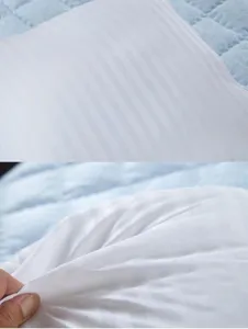 White striped cushion core detail view, soft fillable pillow insert for sofa bed use.