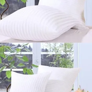 White striped pillow insert, soft cushion core for sofa and home decor, comfortable fluffy filling.