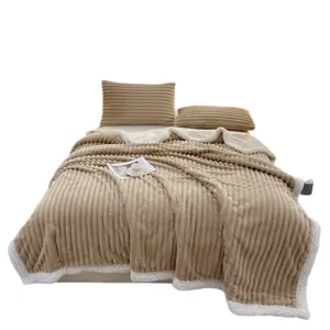 Couverture polaire en velours côtelé agneau hiver épaisse chaude lit canapé jeté textile maison