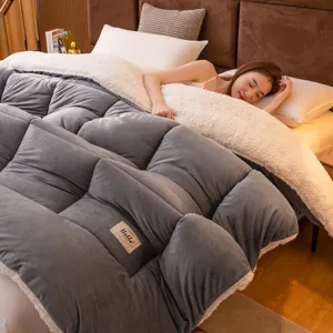 Thickened milk velvet warm winter quilt soft cozy fleece comforter for single bed dormitory use